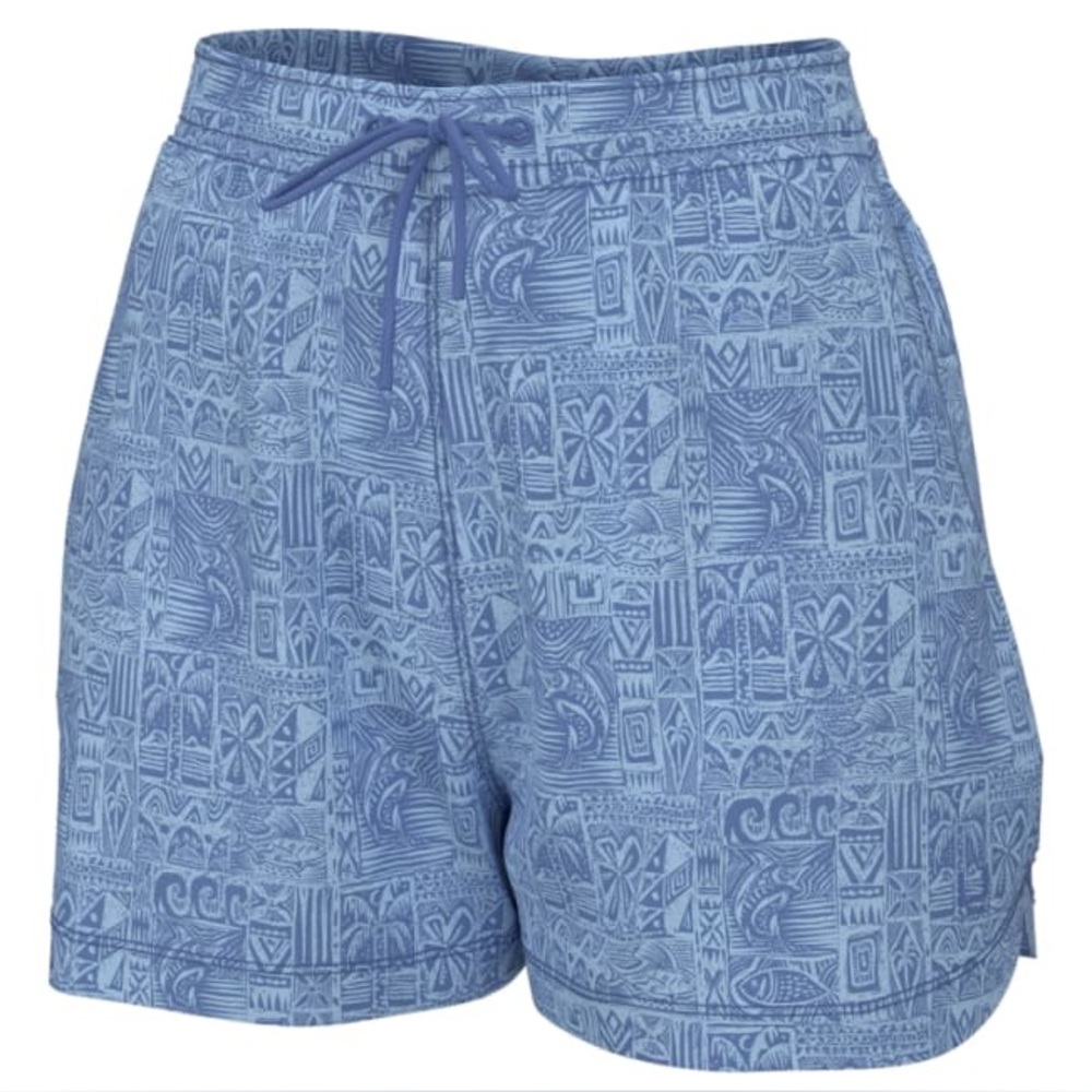 Nwot Huk Women's Pursuit Volley Short Offshore Block - Wedgewood Medium